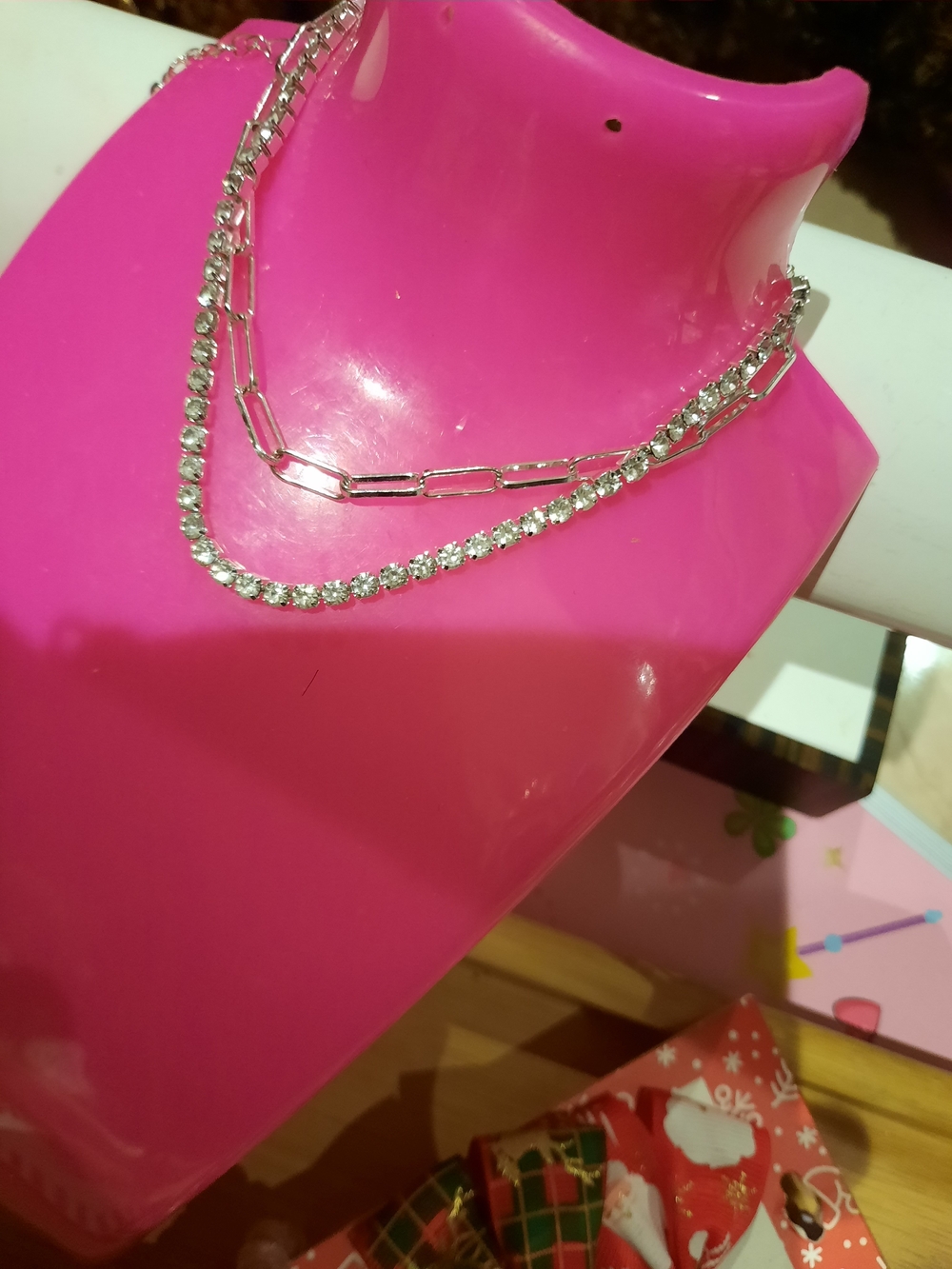 Silver Layered Tennis & Paperclip Chain Ankle Bracelet- Women Jewelry